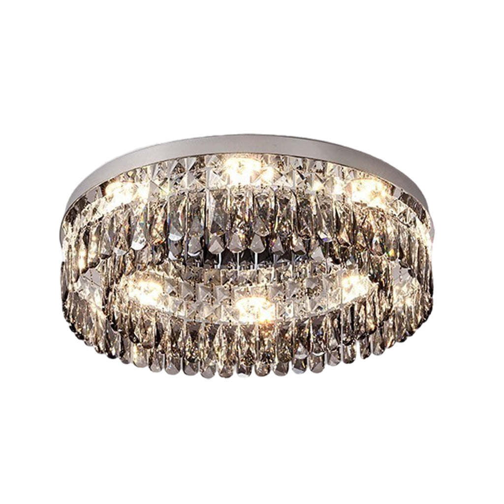 Luxury French Crystal Ceiling Light - Round LED Fixture for Elegant Home Décor