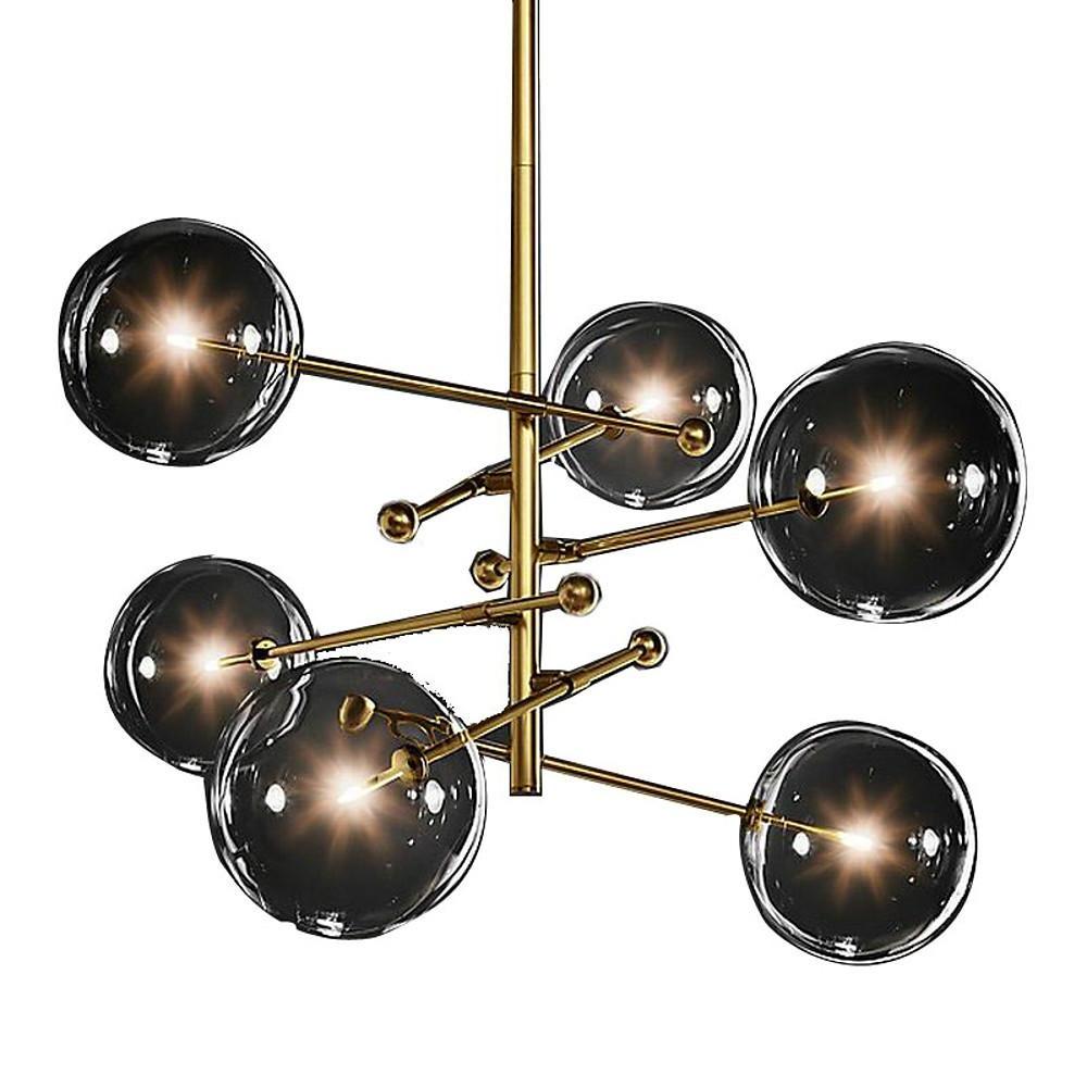 Geometric Globe Chandelier - Metal Glass Ceiling Light for Kitchen Dining Room