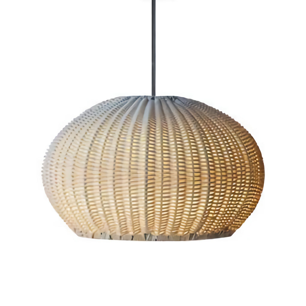 Rattan Outdoor Pendant Light - Modern Waterproof Hanging Fixture