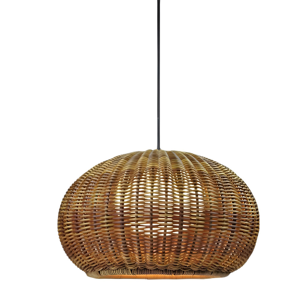 Rattan Outdoor Pendant Light - Modern Waterproof Hanging Fixture