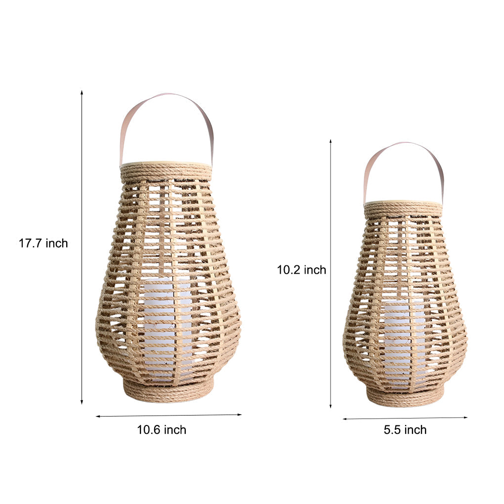 Rattan Solar Lantern – Waterproof LED Hemp Rope Hanging Lamp
