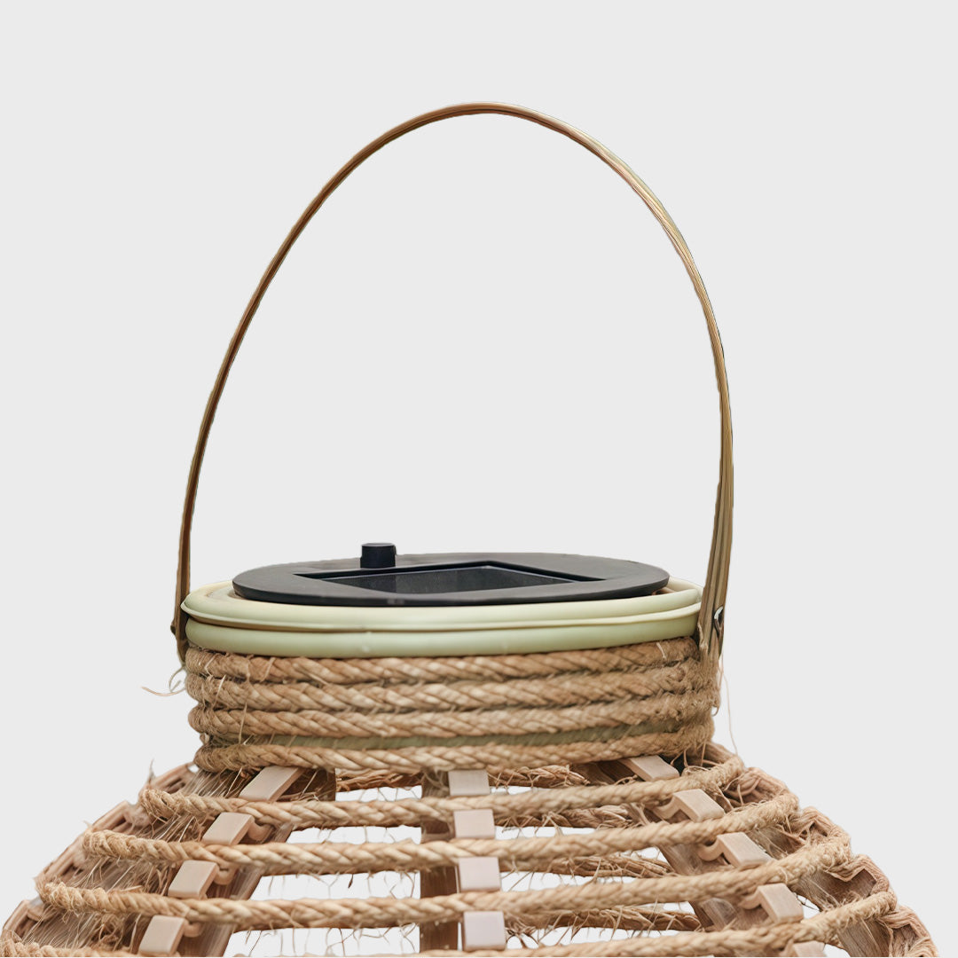 Rattan Solar Lantern – Waterproof LED Hemp Rope Hanging Lamp