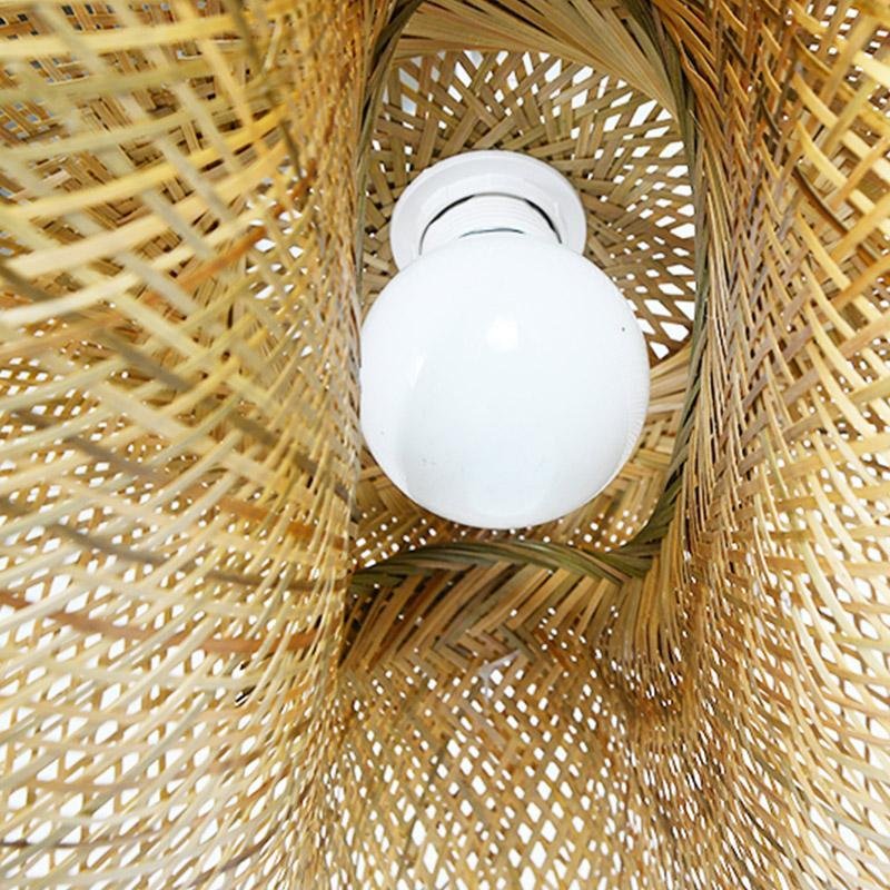 Rattan Wave Pendant Light - Modern Rustic Bamboo Ceiling Fixture