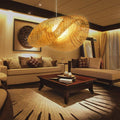 Rattan Wave Pendant Light - Modern Rustic Bamboo Ceiling Fixture