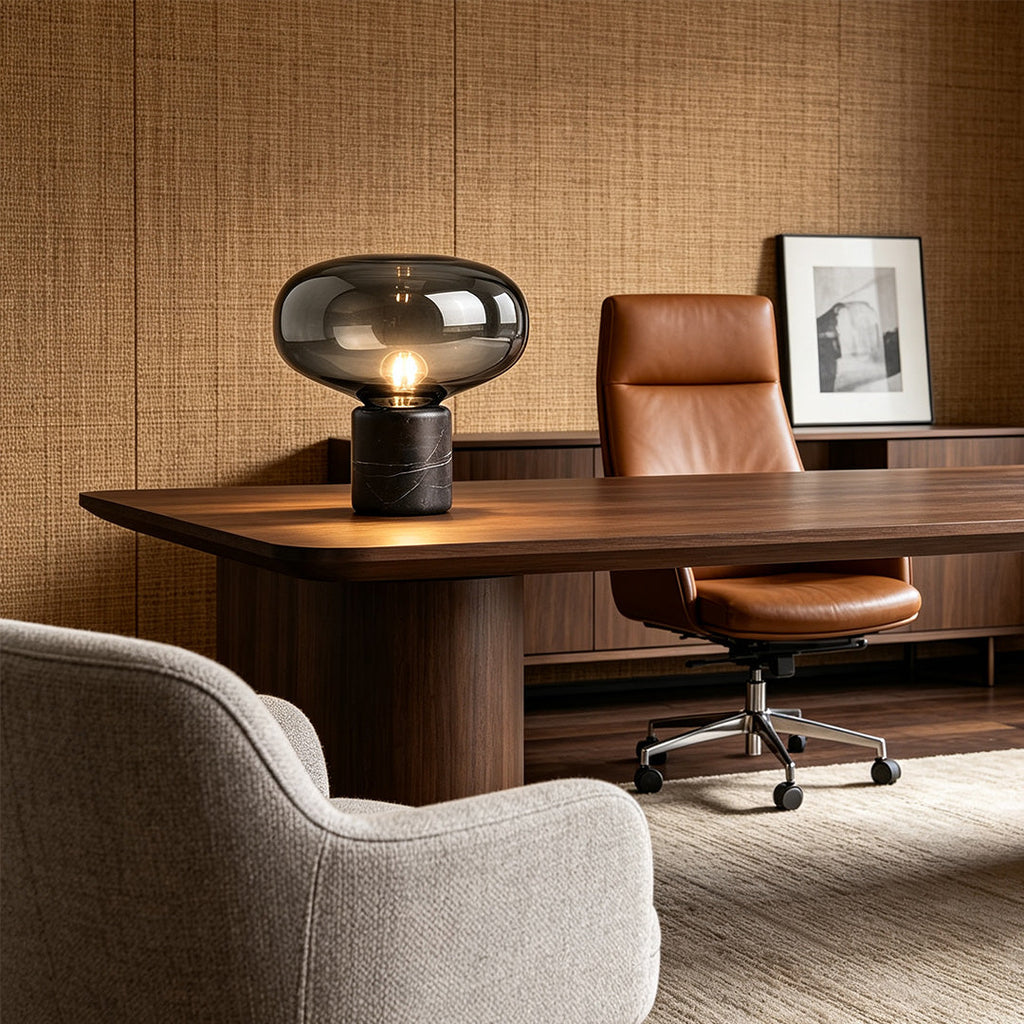 Modern Marble Mushroom Bedside Lamp - Glass Table Lamp for Bedroom Decor