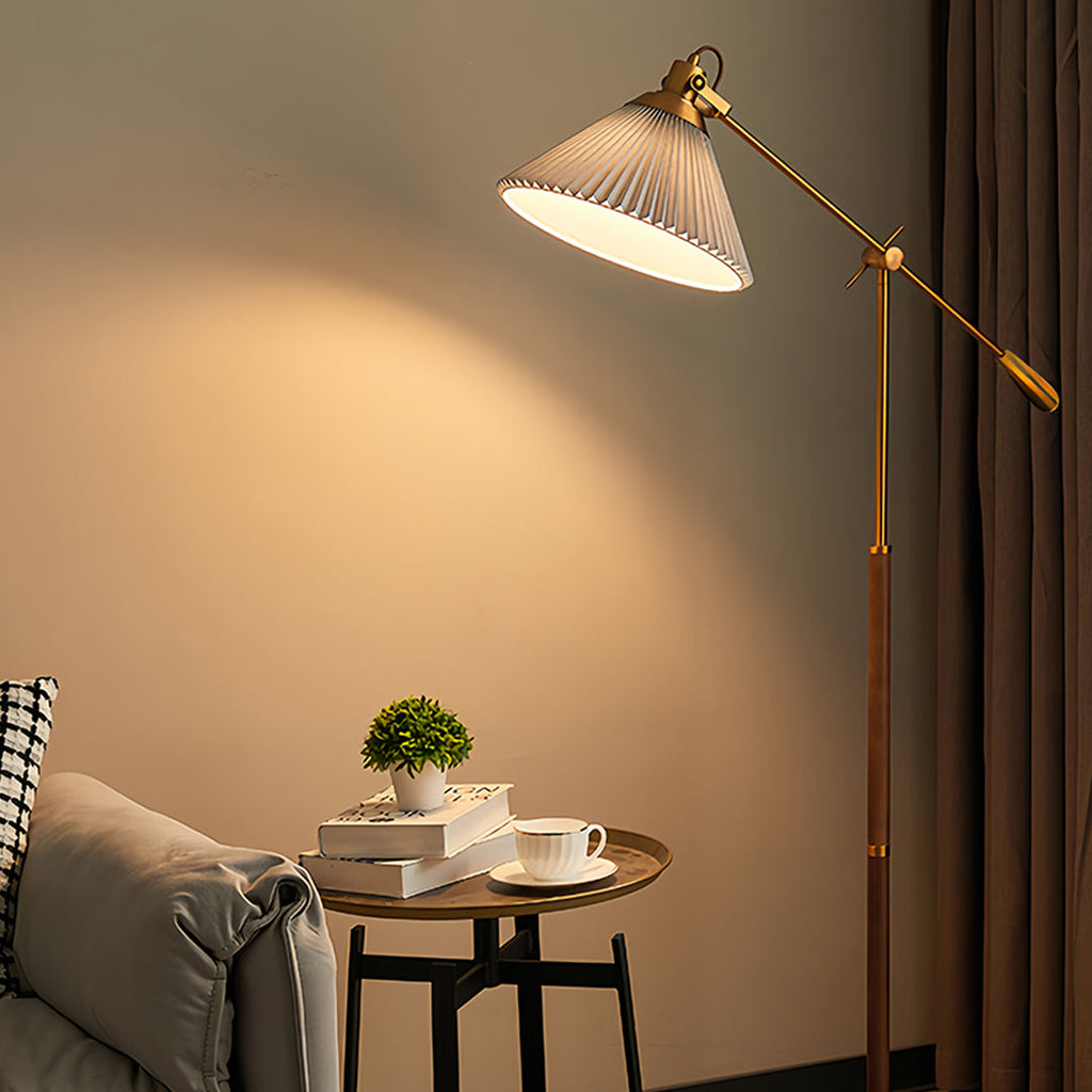 Adjustable Retro Floor Lamp Swing Arm for Bedroom Task Lighting