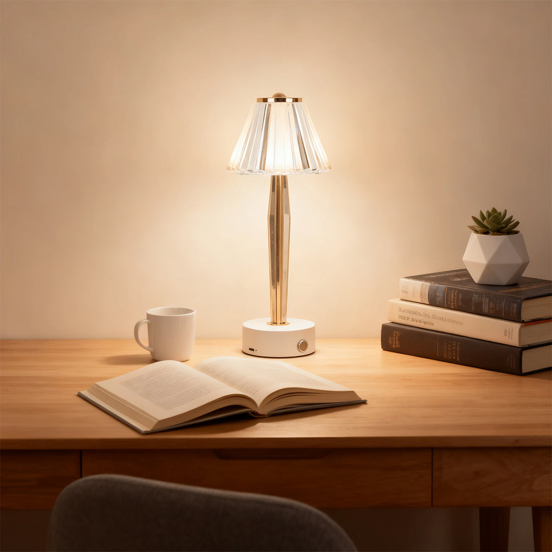 Classic Touch Control Table Lamp - USB Rechargeable Iron Body Acrylic Shade Light