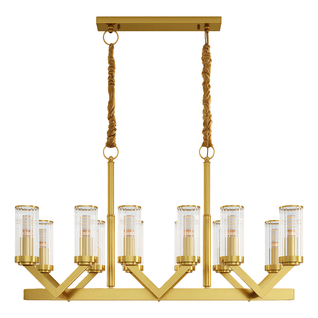 Luxury Copper Glass Drop Chandelier Ceiling Light