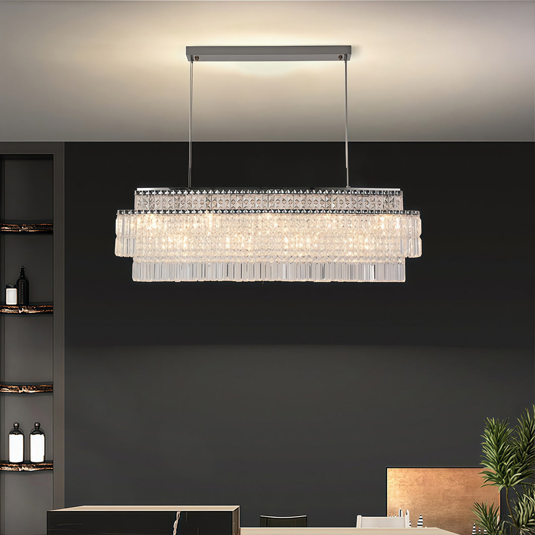 Minimalist Round Crystal Adjustable Chandelier Ceiling Light