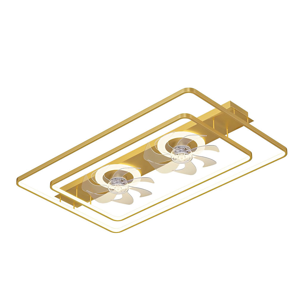 Dual Head Ceiling Fan with LED Light - Rectangular Transparent Blade Design
