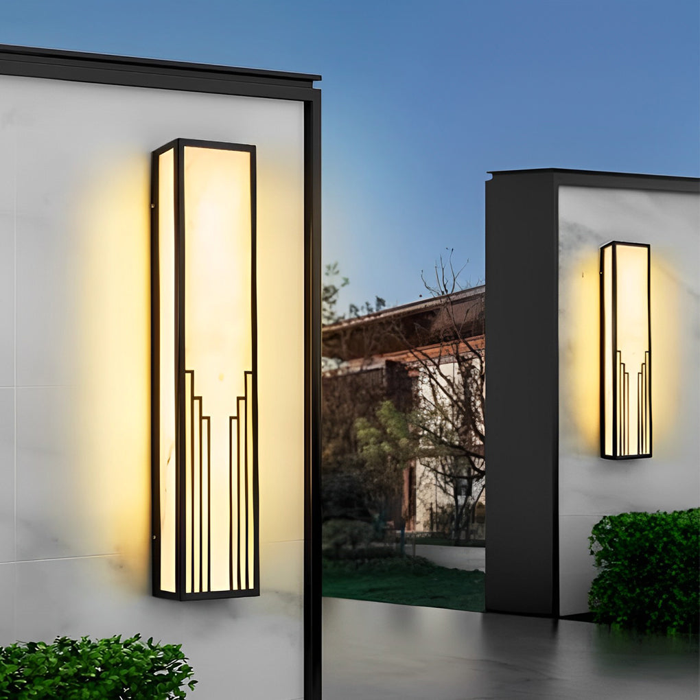 Rectangular Waterproof LED Exterior Wall Sconce - Resin Light Fixture