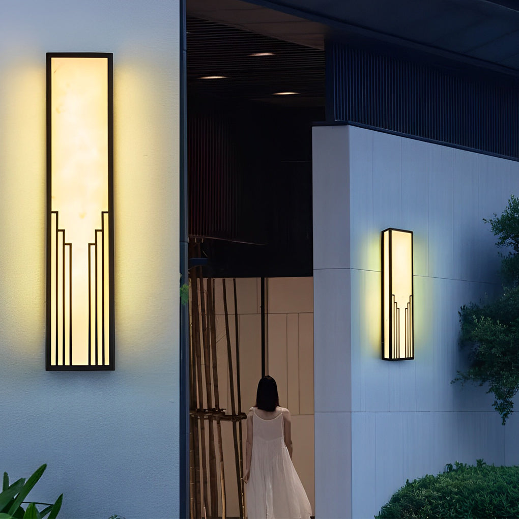 Rectangular Waterproof LED Exterior Wall Sconce - Resin Light Fixture