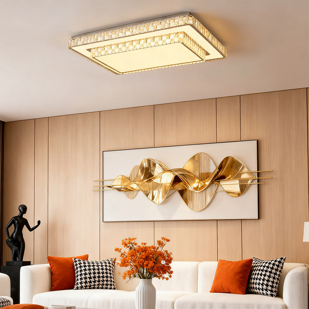 Flush Mount LED Crystal Ceiling Light - Modern Minimalist Luxury Lamp