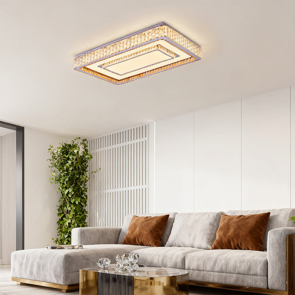Modern Luxury Crystal Flush Mount LED Light Fixture
