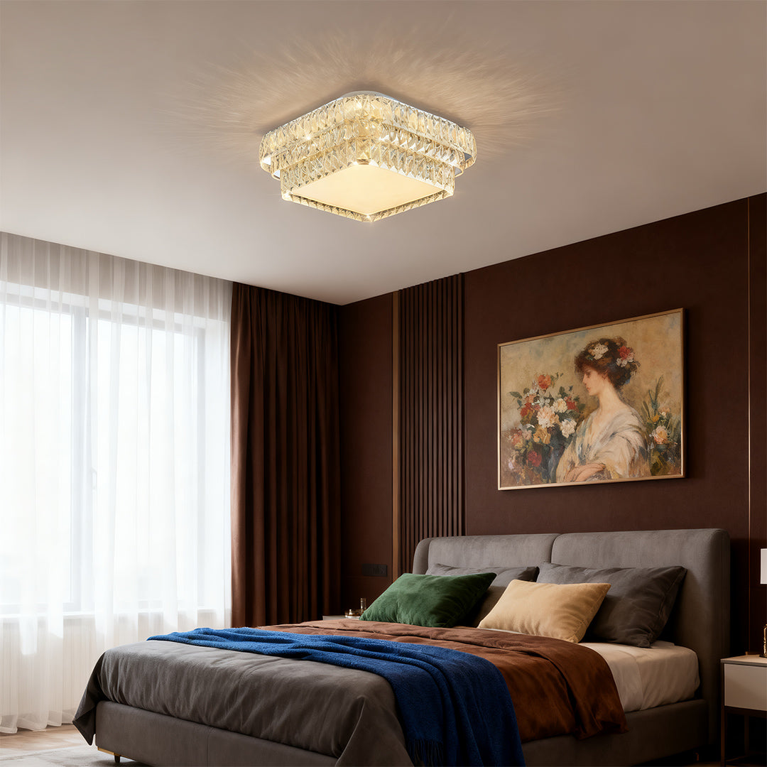 Flush Mounted LED Crystal Lamp - Luxury Eye-Protecting Light Fixture