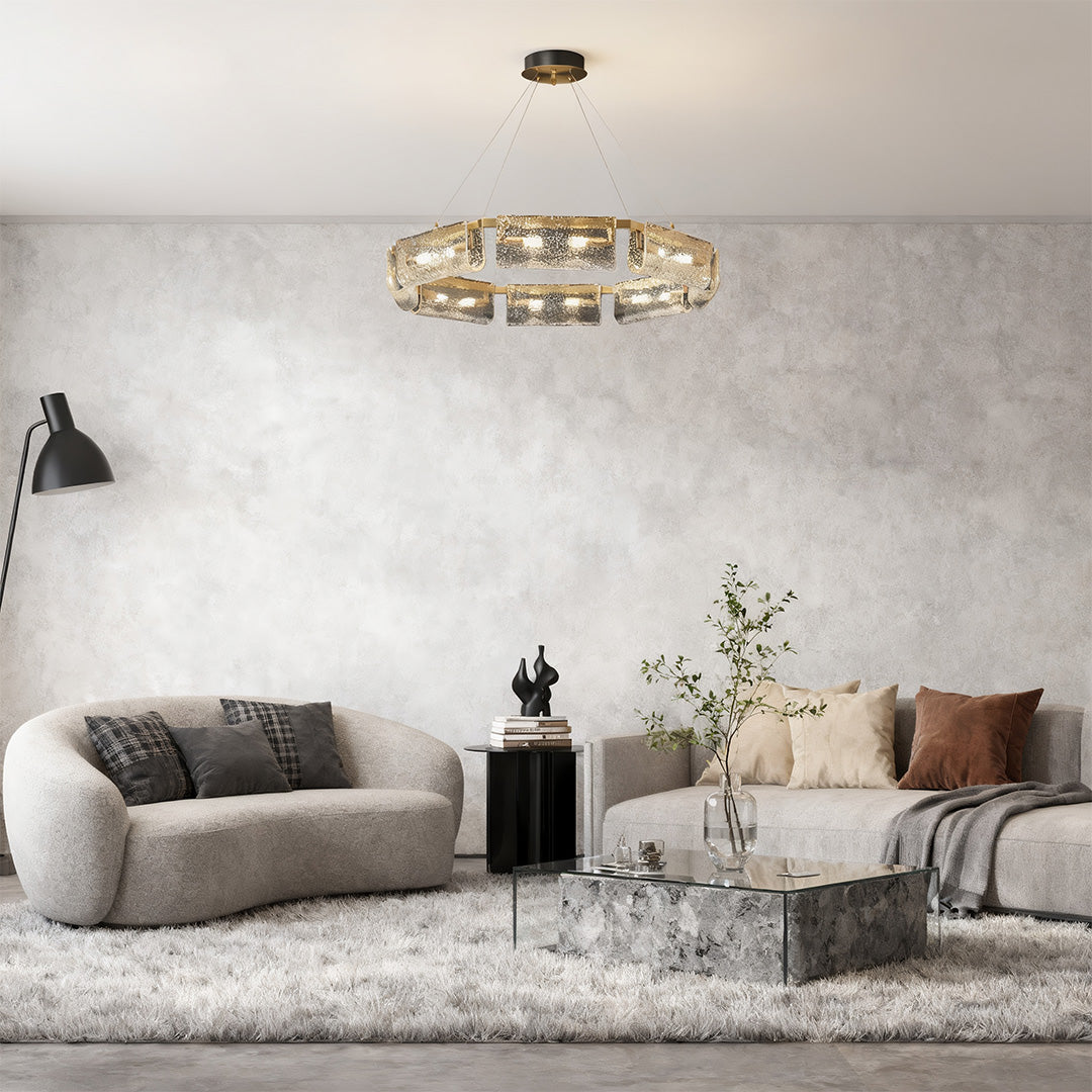 Rectangular Glass Chandelier - Luxury Brass Ceiling Light, Italian Design, Elegant Modern Lighting
