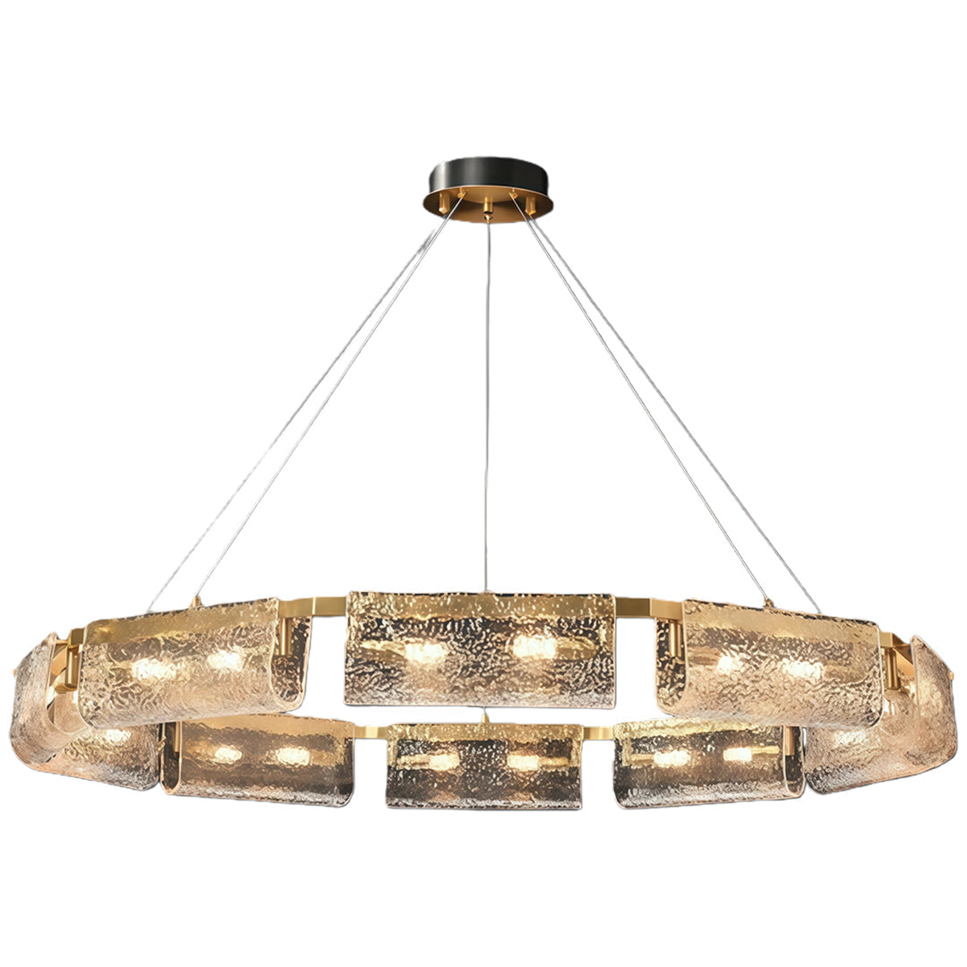 Rectangular Glass Chandelier - Luxury Brass Ceiling Light, Italian Design, Elegant Modern Lighting