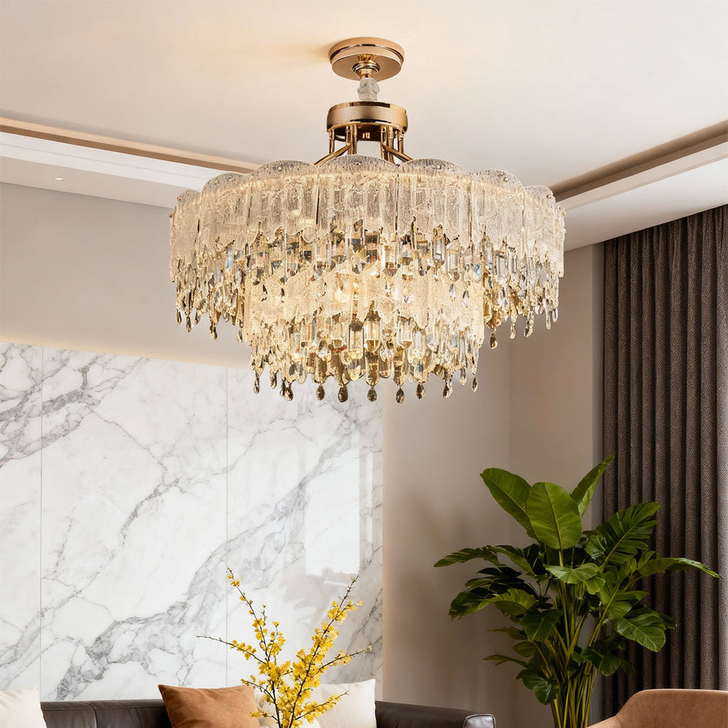 Glass Fringe Crystal Chandelier - French Luxury Ceiling Light