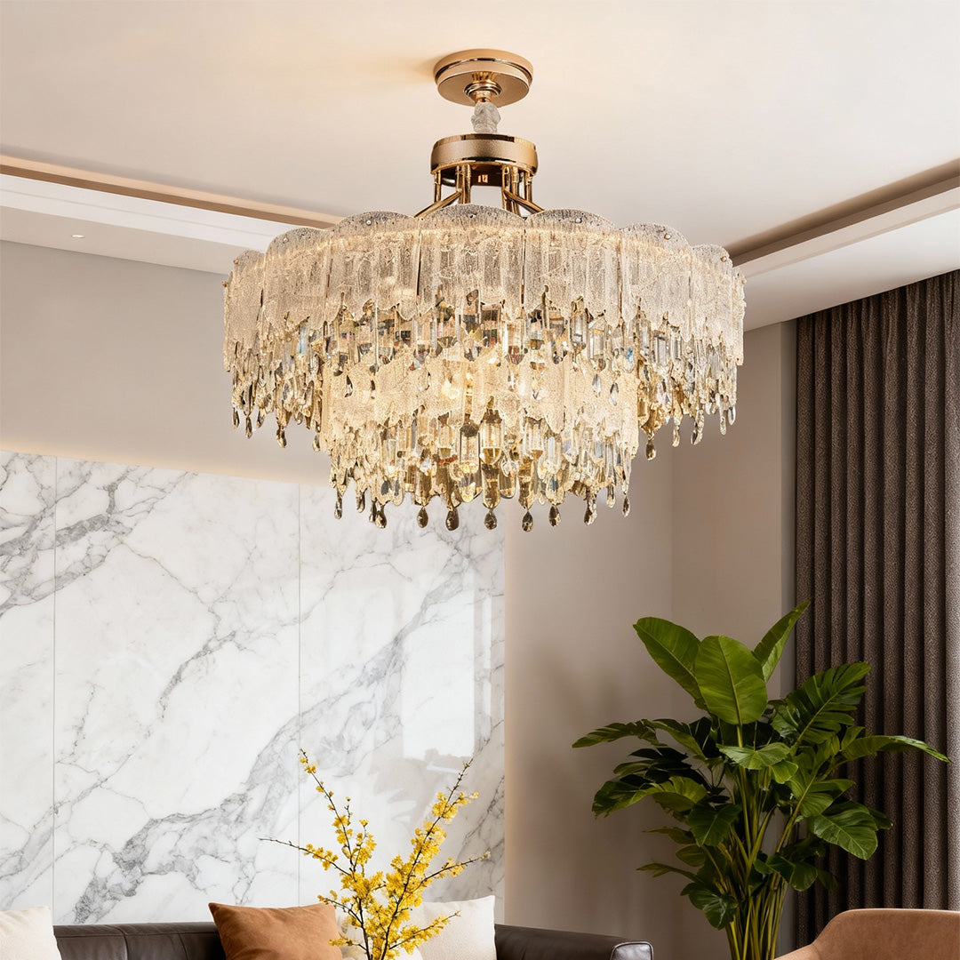 Glass Fringe Crystal Chandelier - French Luxury Ceiling Light