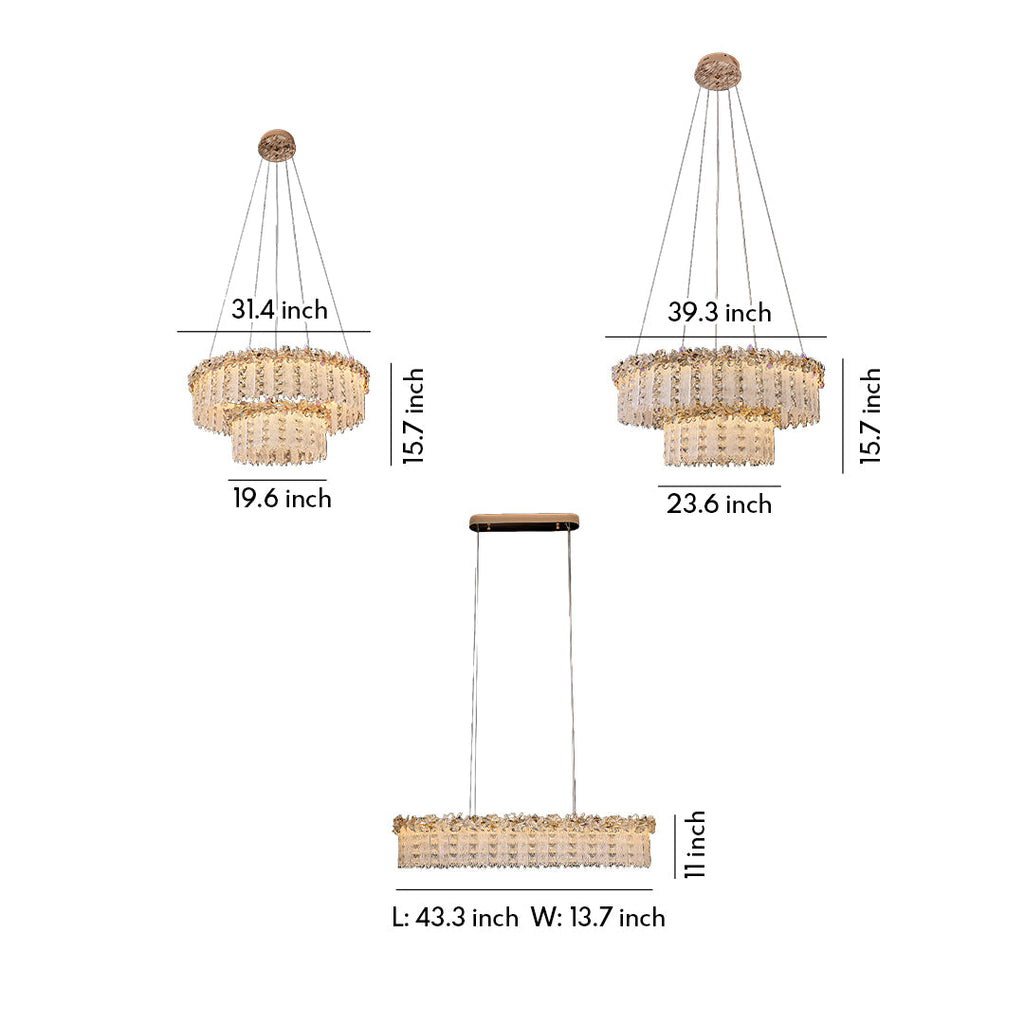 Gold Chandelier Crystal Minimalist Ceiling Light
