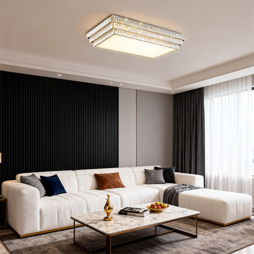 Luxury LED Flush Mount Crystal Lamp - Eye-Protecting Lighting for Home Decor