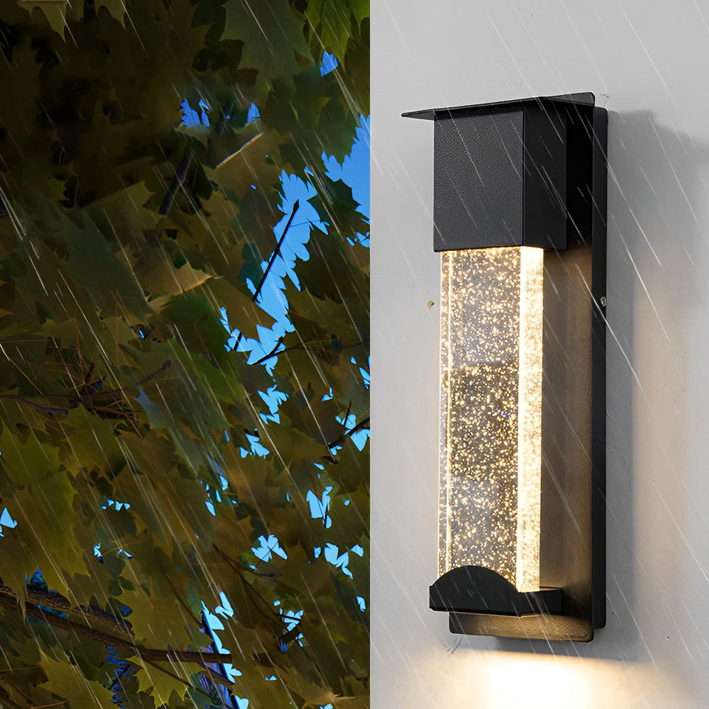 Minimalist Rectangular LED Wall Light - Bubble Glass Outdoor Fixture