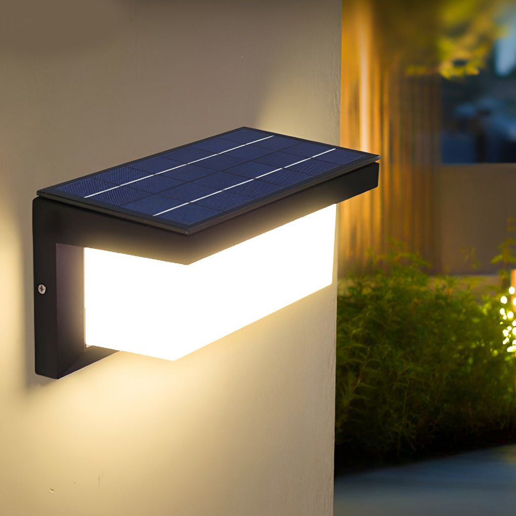 Rectangular Waterproof Solar Outdoor Wall Light - Modern Design