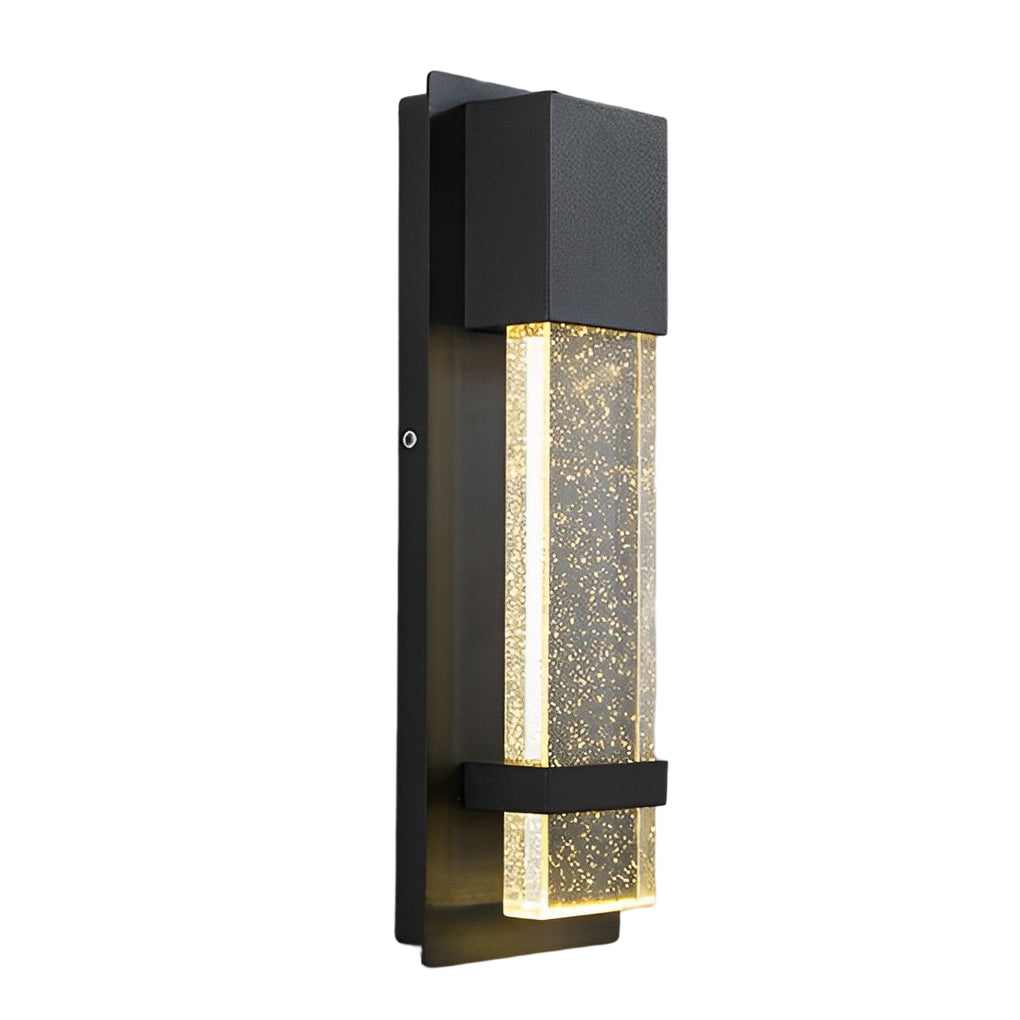 Minimalist Rectangular LED Wall Light - Bubble Glass Outdoor Fixture