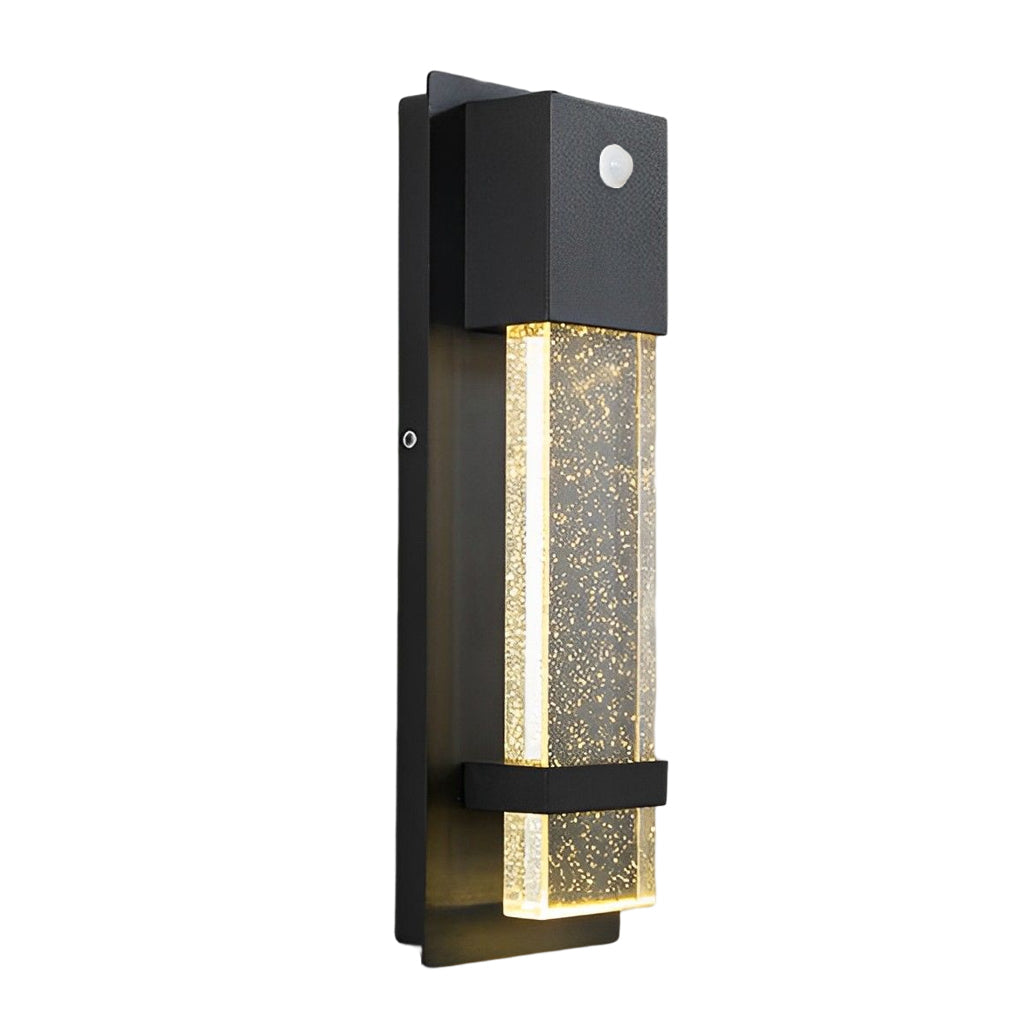 Minimalist Rectangular LED Wall Light - Bubble Glass Outdoor Fixture