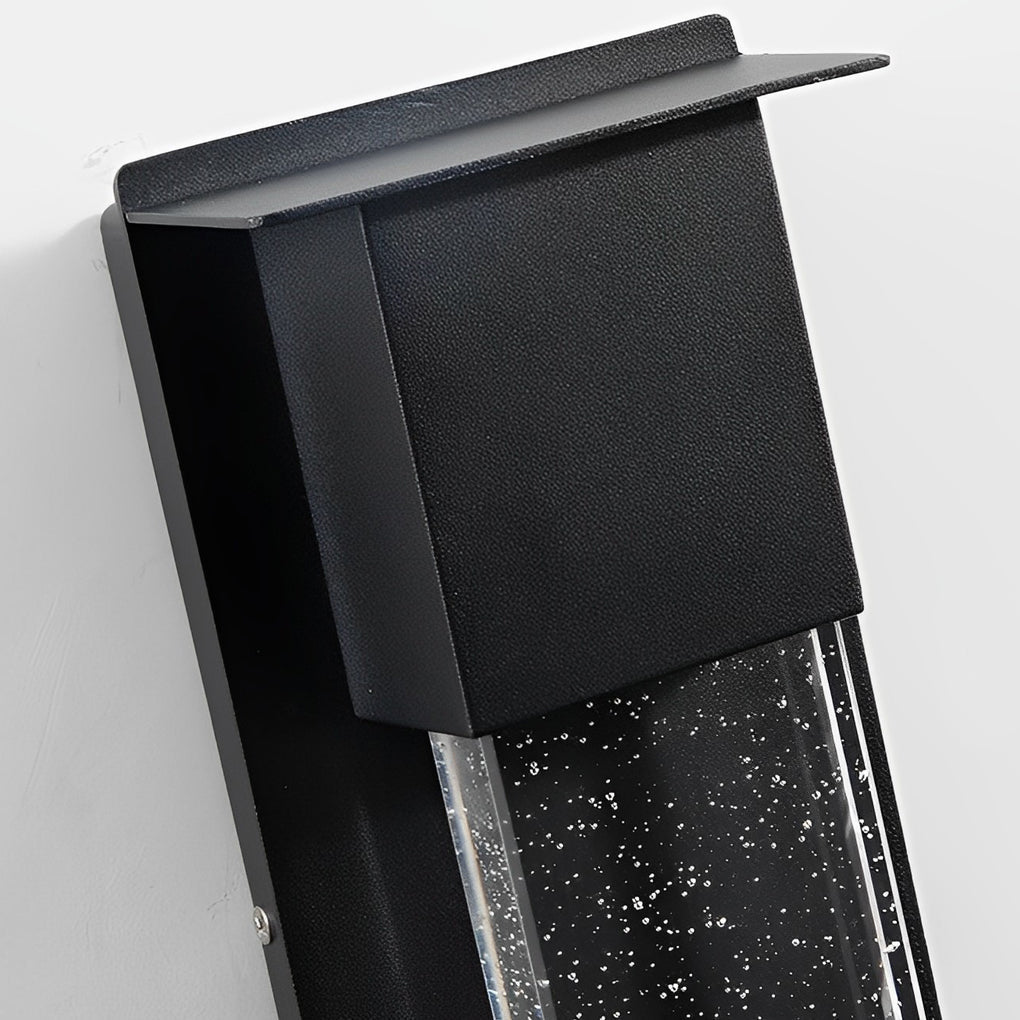Minimalist Rectangular LED Wall Light - Bubble Glass Outdoor Fixture