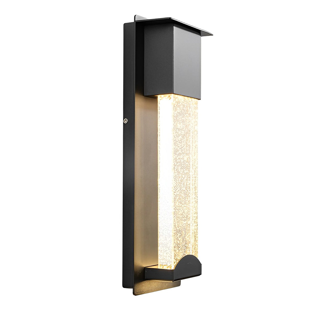 Minimalist Rectangular LED Wall Light - Bubble Glass Outdoor Fixture