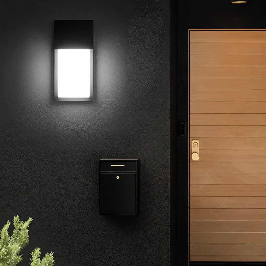 Rectangular Waterproof 10W Black LED Outdoor Wall Light Fixture