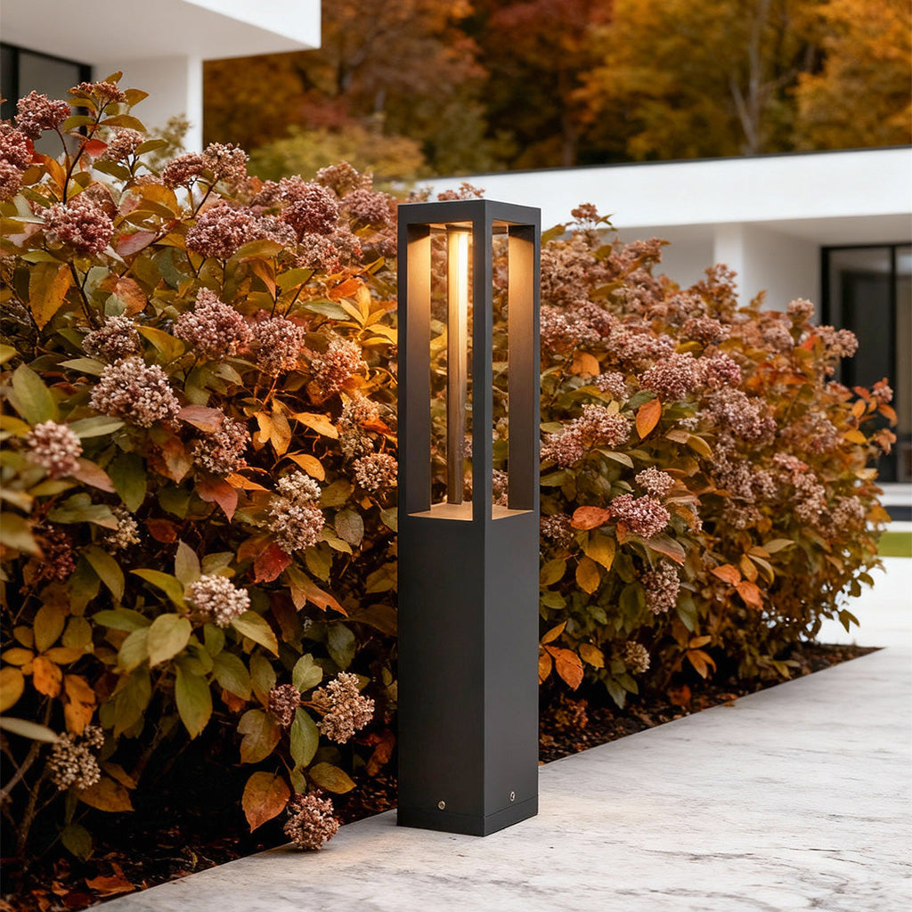LED Bollard Garden Light - Black Aluminum Landscape Lighting
