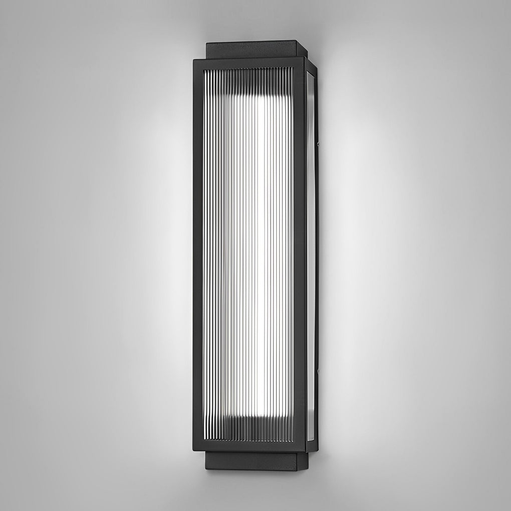 Reeded Glass LED Outdoor Wall Light - Modern Rectangular Design