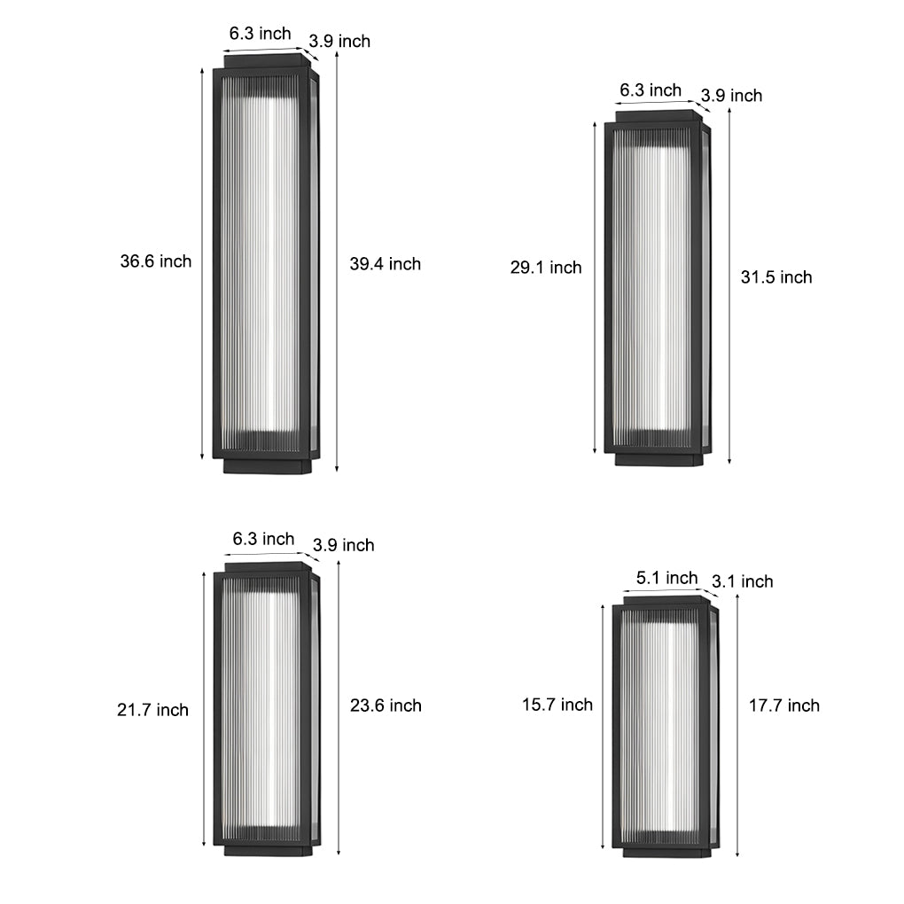 Reeded Glass LED Rectangular Outdoor Wall Light