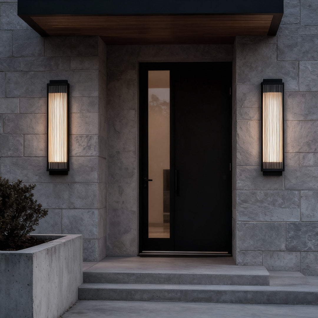 Reeded Glass LED Outdoor Wall Light - Modern Rectangular Design