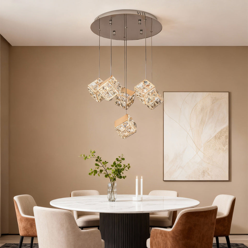 Luxury Crystal Chandelier Rubik's Cube Ceiling Light