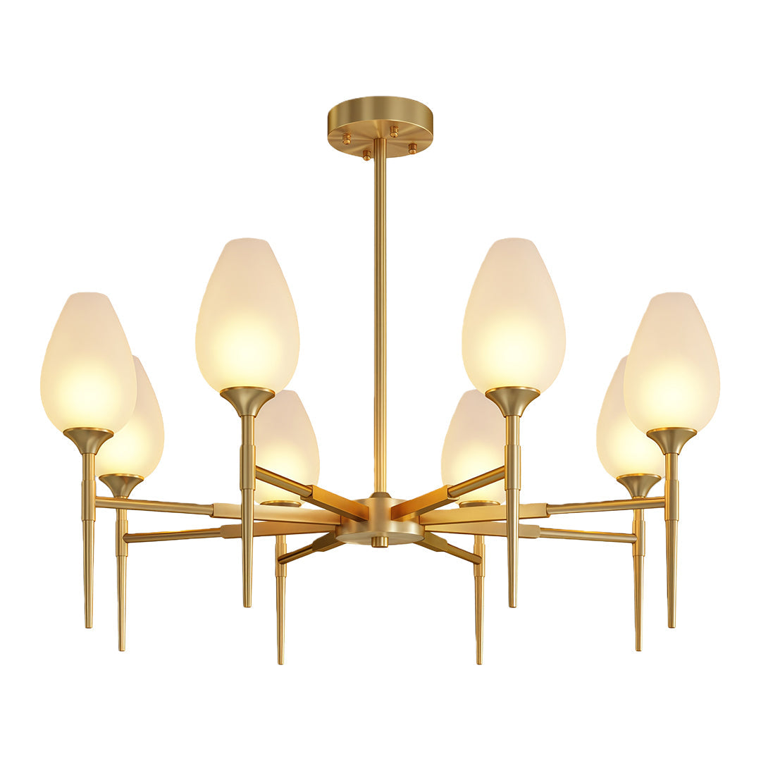 Modern Brass Glass Chandelier Luxury Ceiling Light Minimalist Design