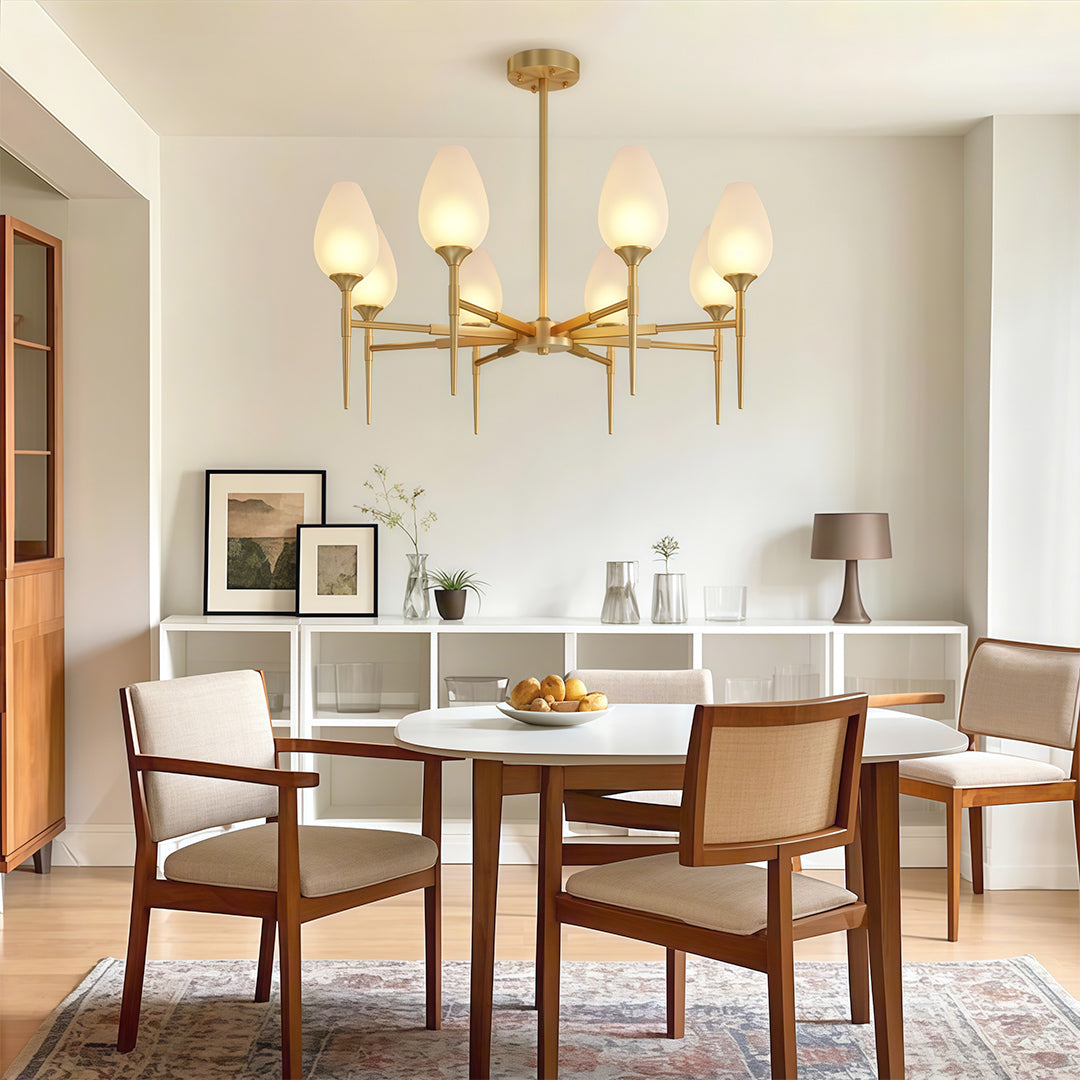 Modern Brass Glass Chandelier Luxury Ceiling Light Minimalist Design