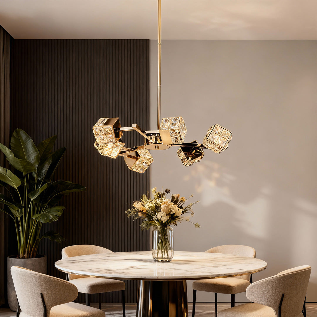 Luxury Crystal Cube Chandelier Modern Ceiling Light
