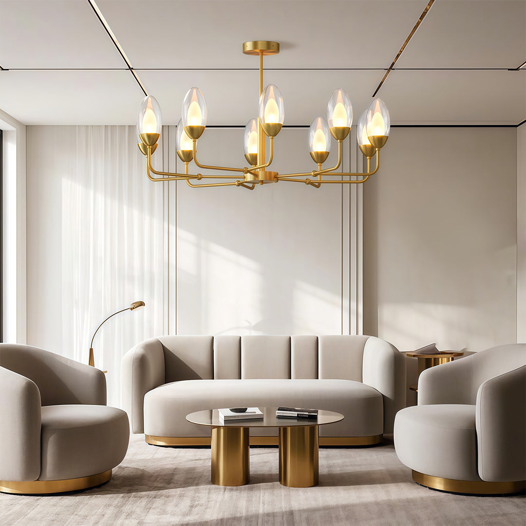 Modern Minimalist Copper Chandelier – Luxury Ceiling Light Fixture