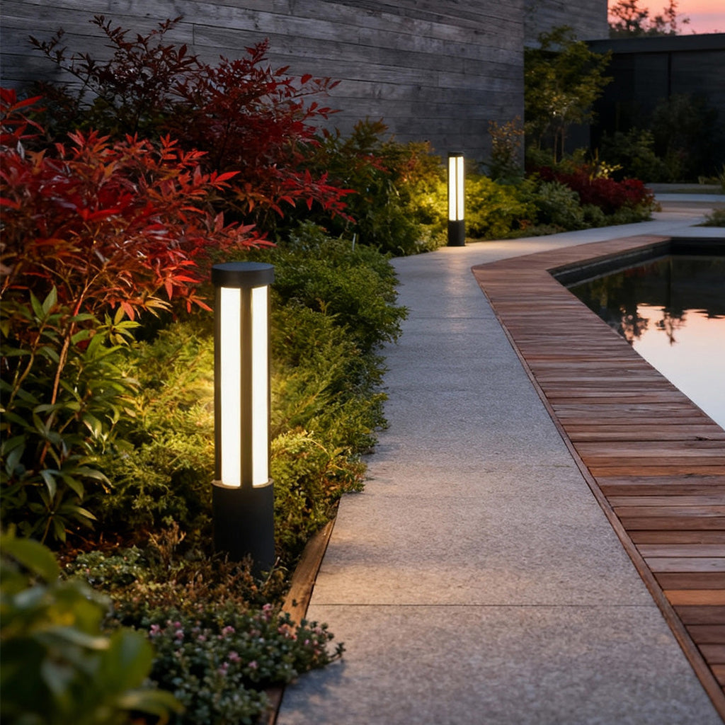 Modern Cylindrical LED Bollard Lights for Residential Landscape Lighting