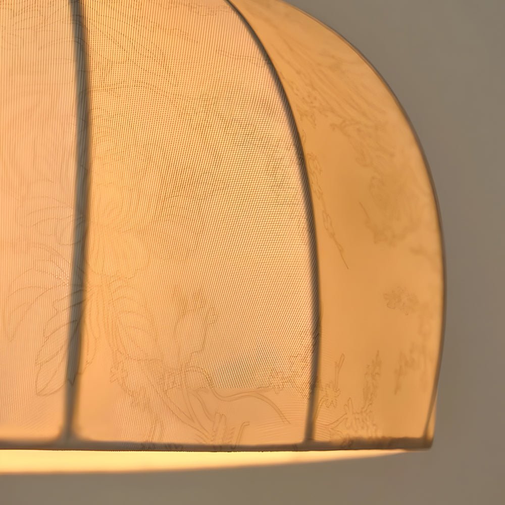 Vintage Brass Dome Pull Chain Fabric Table Lamp - Retro Lighting Fixture