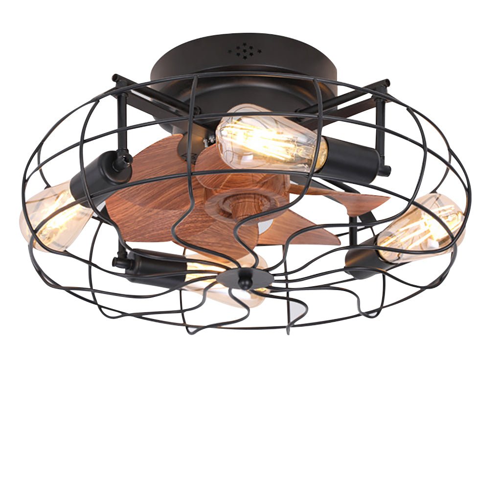 Retro Industrial Ceiling Fan Lamp - Remote Control, Three Speed Regulation