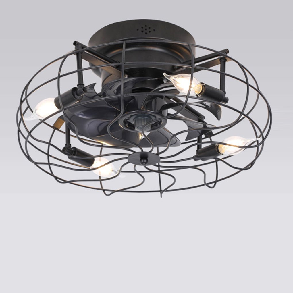 Retro Industrial Ceiling Fan Lamp - Remote Control, Three Speed Regulation
