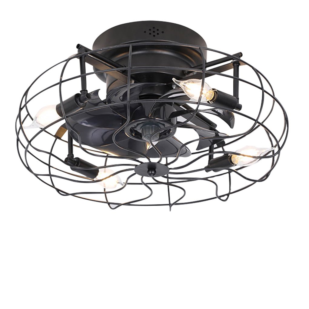 Retro Industrial Ceiling Fan Lamp - Remote Control, Three Speed Regulation