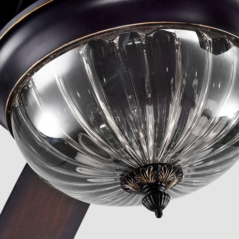 Retro Ceiling Fan Light Country Style Metal Brown Blades
