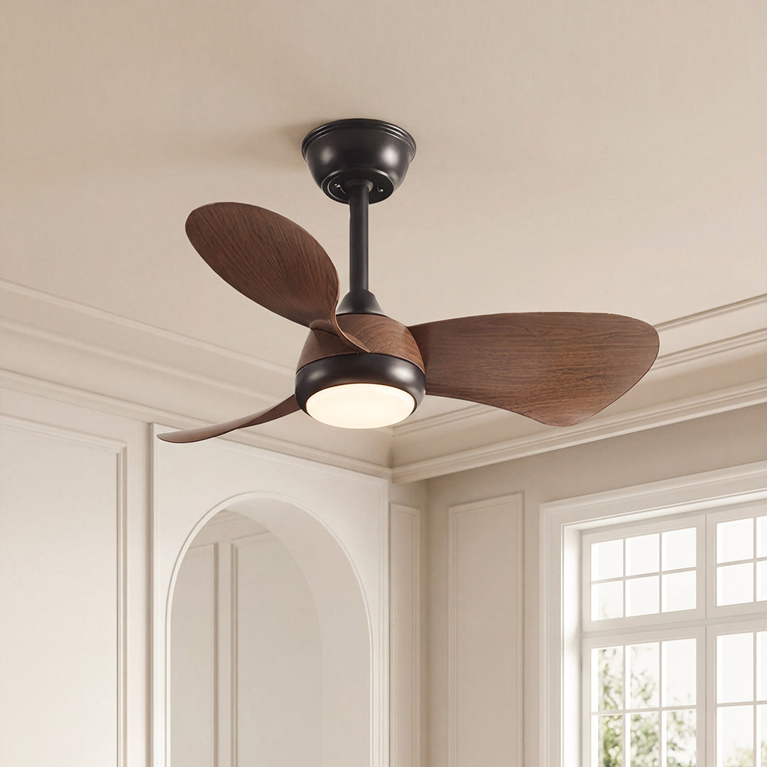 Retro Ceiling Fan with Light Nordic Inverter Metal Lamp Body