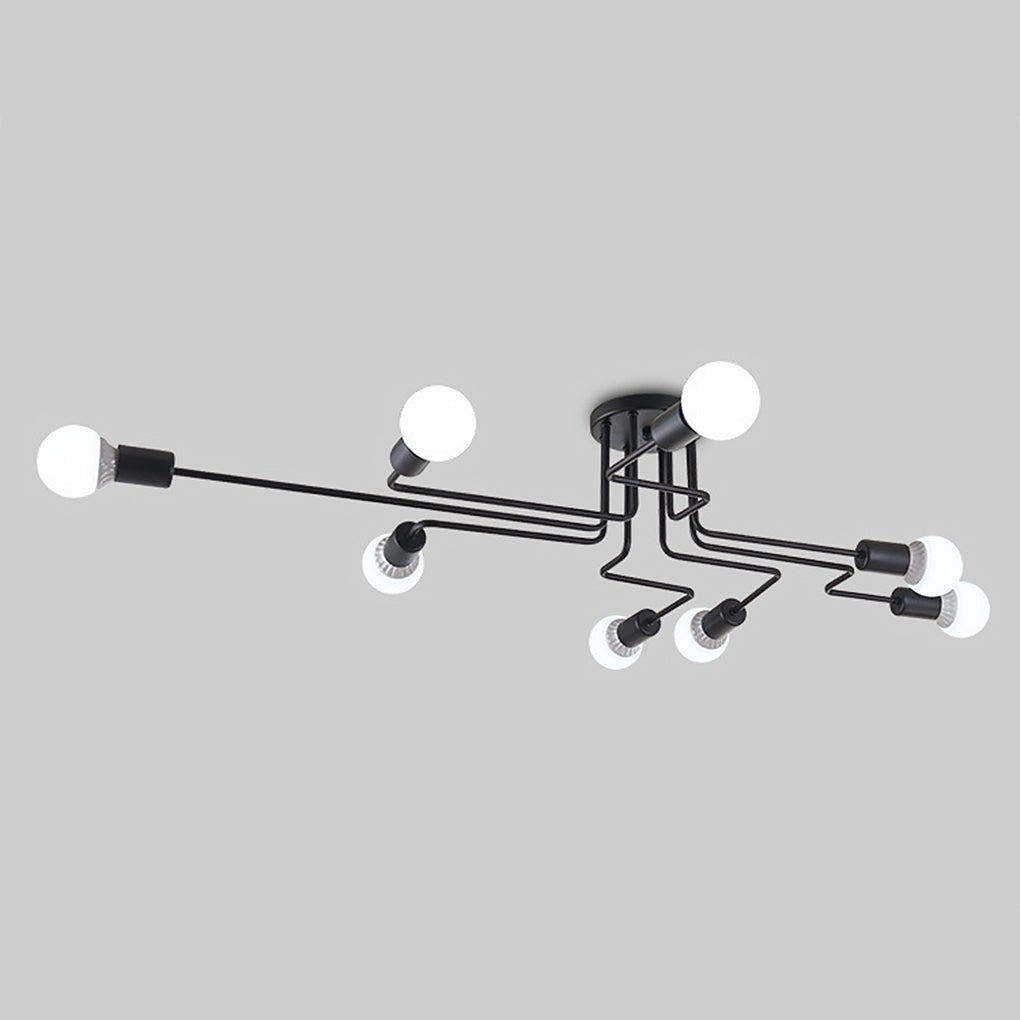 Retro Industrial LED Ceiling Lamp with 8 Light Heads - Three-Color Adjustable Lighting