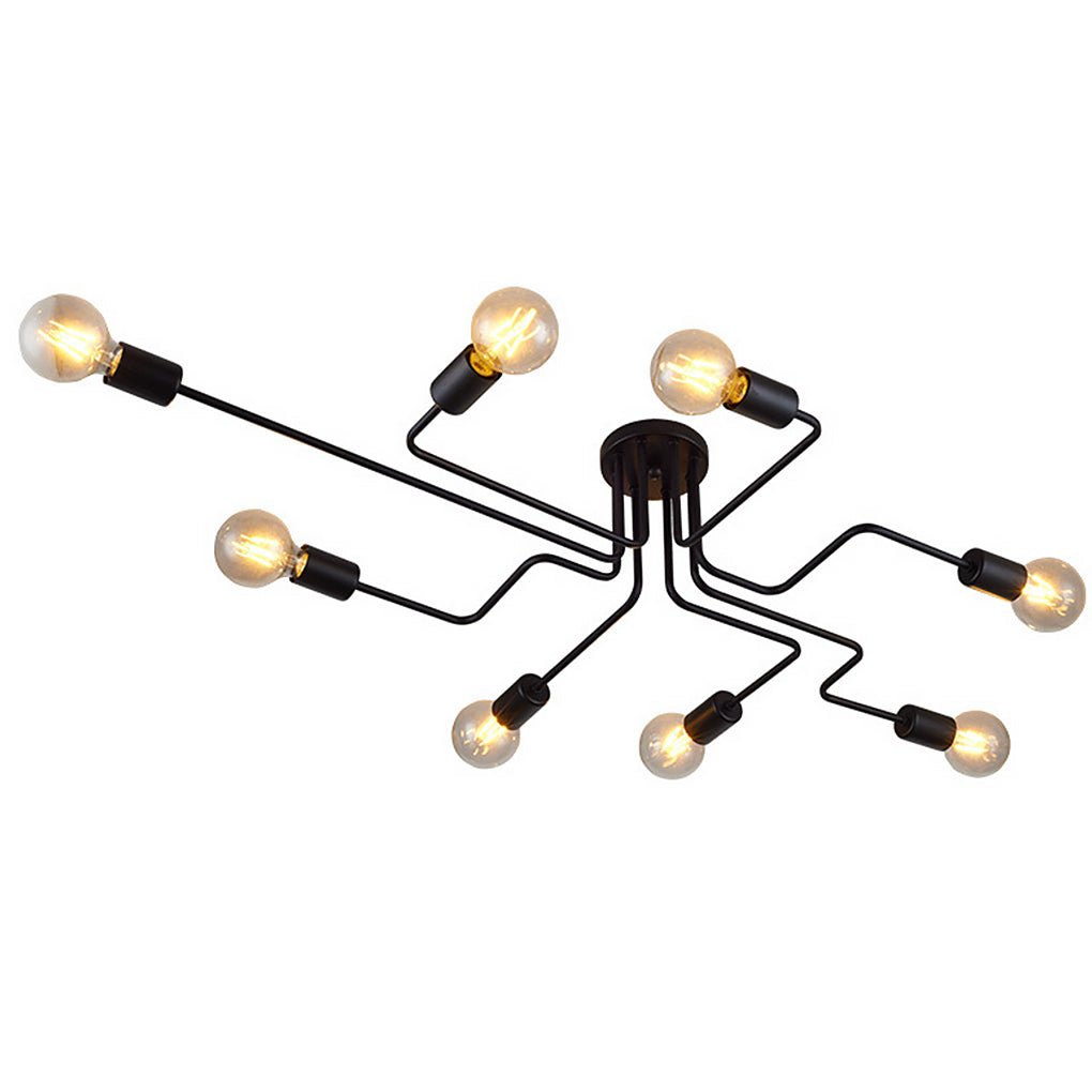Retro Industrial LED Ceiling Lamp with 8 Light Heads - Three-Color Adjustable Lighting